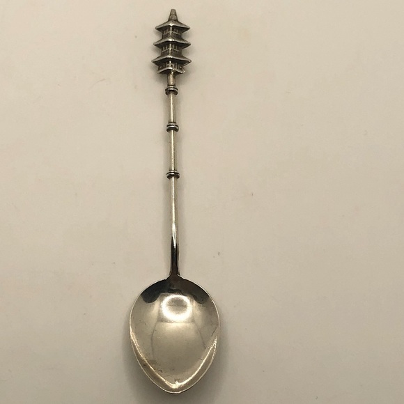 Vtg Sterling Silver Japanese Pagoda Souvenir Spoon Mini Spoon 3.6” - Picture 1 of 4